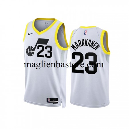 Maglia NBA Utah Jazz Lauri Markkanen 23 Nike 2022-23 Association Edition Bianco Swingman - Uomo